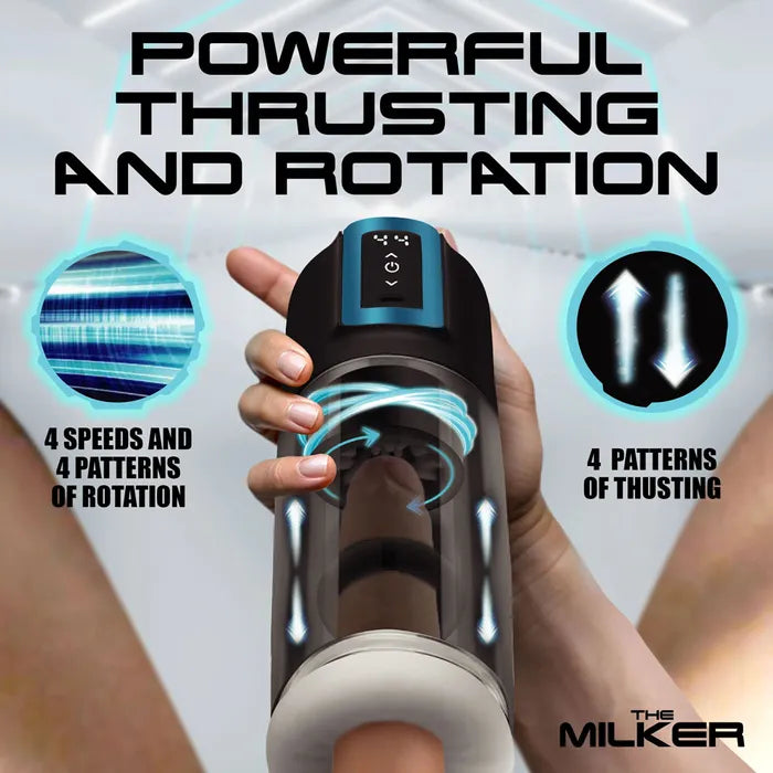 XR Brands LoveBotz The Milker Roto-Stroke USB Rechargeable Thrusting & Rotating Male Masturbator XR Brands