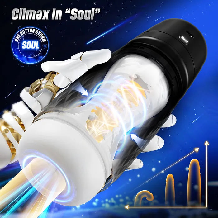 CyberSkin The Warrior USB Rechargeable Sucking & Vibrating Auto Masturbator Black CyberSkin