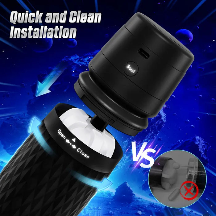 CyberSkin The Warrior USB Rechargeable Sucking & Vibrating Auto Masturbator Black CyberSkin