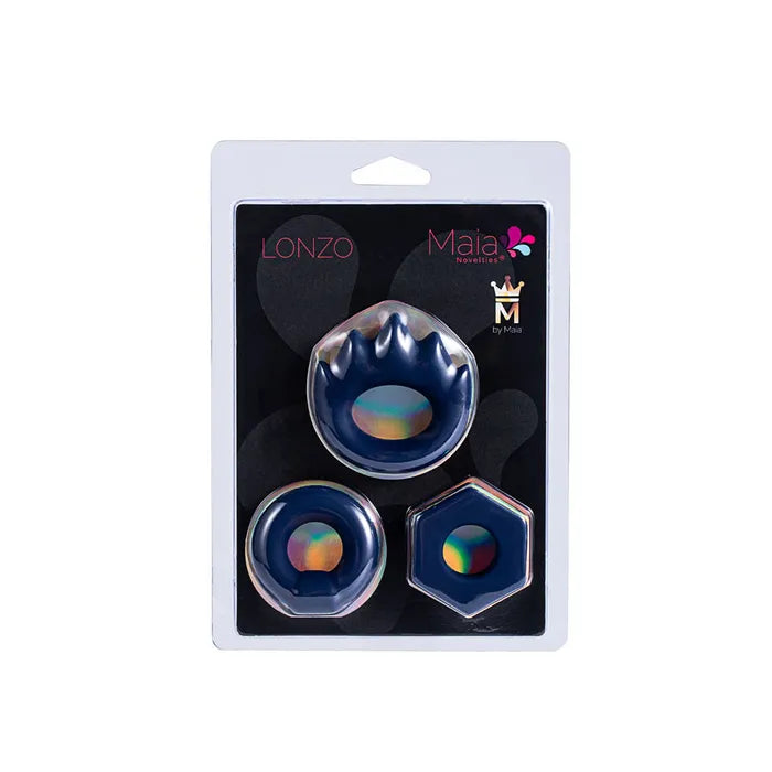 Maia LONZO Silicone Cock Rings Set of 3 Blue Maia Toys