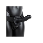 REALROCK Vibrating Hollow Strapon + Balls - 18cm Black - Black 18 cm Vibrating Hollow Strap-On Shots Toys