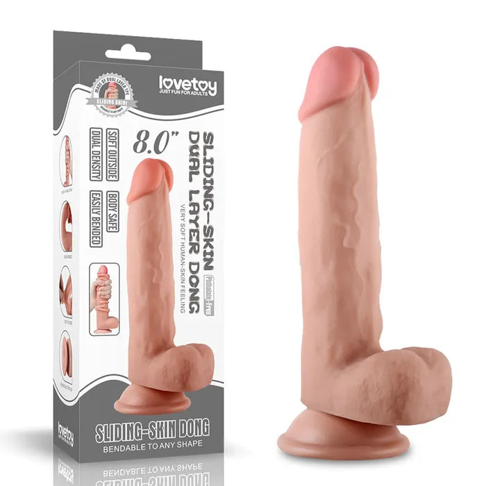 Lovetoy Sliding Skin Dual Layer Dong With Flexible Skin Flesh Lovetoy