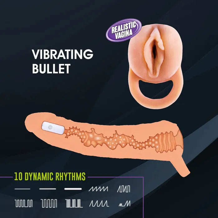 Excellent Power Extendor Vibrating Penis Extender & Stroker 2 Inch Flesh Excellent Power