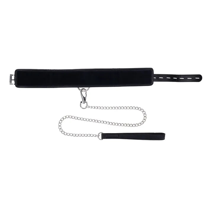 EDGE Collar & Leash Neck Restraint With Heavy Duty Metal Leash Black Sportsheets