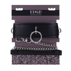 EDGE Collar & Leash Neck Restraint With Heavy Duty Metal Leash Black Sportsheets