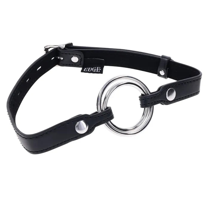 EDGE Interchangeable Ring Gag Mouth Gag Restraint With 2 Interchangeable Pieces Black Sportsheets