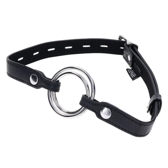 EDGE Interchangeable Ring Gag Mouth Gag Restraint With 2 Interchangeable Pieces Black Sportsheets