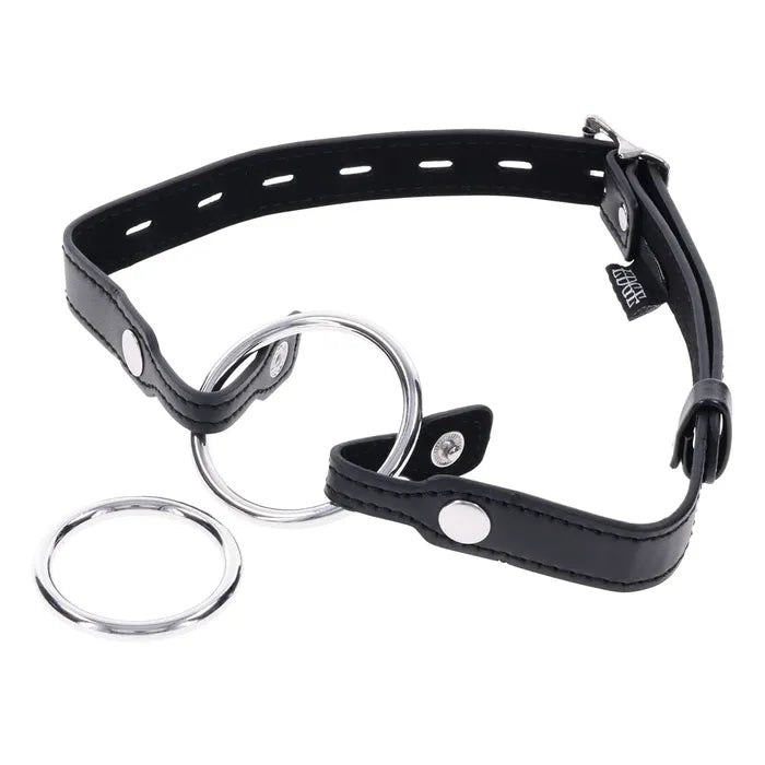 EDGE Interchangeable Ring Gag Mouth Gag Restraint With 2 Interchangeable Pieces Black Sportsheets