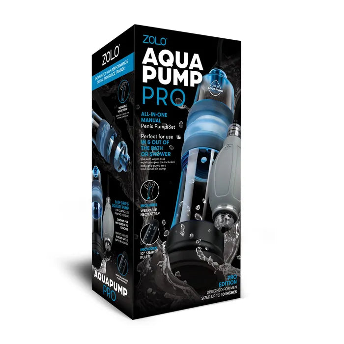 Zolo Aquapump Pro Penis Pump Blue Water Zolo