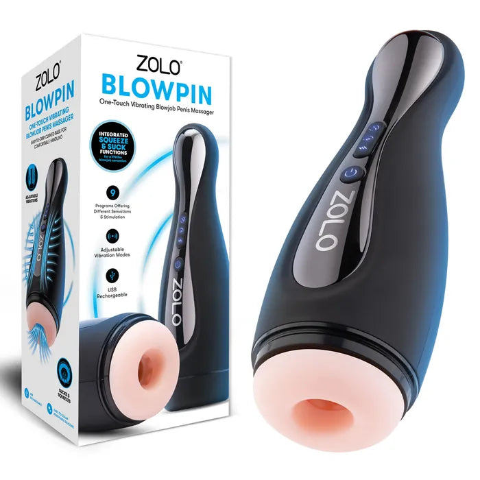 Zolo Blowpin USB Rechargeable Auto Sucking & Vibrating Masturbator Flesh Zolo