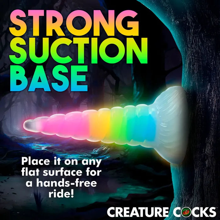 XR Brands Creature Cocks Uni Glow In Dark Unicorn Fantasy Dildo 19.5cm Rainbow XR Brands