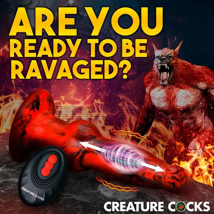 XR Brands Creature Cocks Hell Wolf USB Rechargeable Thrusting Fantasy Dildo 22cm Red XR Brands