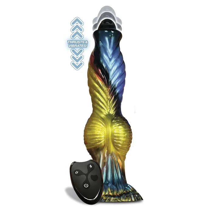 Icon Brands Alien Nation Phoenix USB Rechargeable Thrusting Fantasy Dong With Remote 25.4cm Gold / Blue & Black Icon Brands