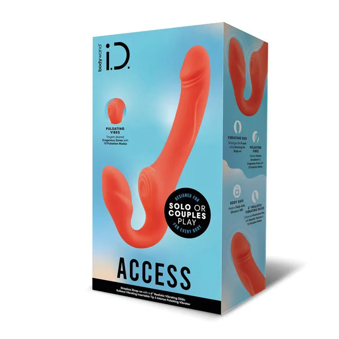 Bodywand ID Access Strapless Strap-On - Orange 15.2 cm USB Rechargeable Strapless Strap-On Bodywand