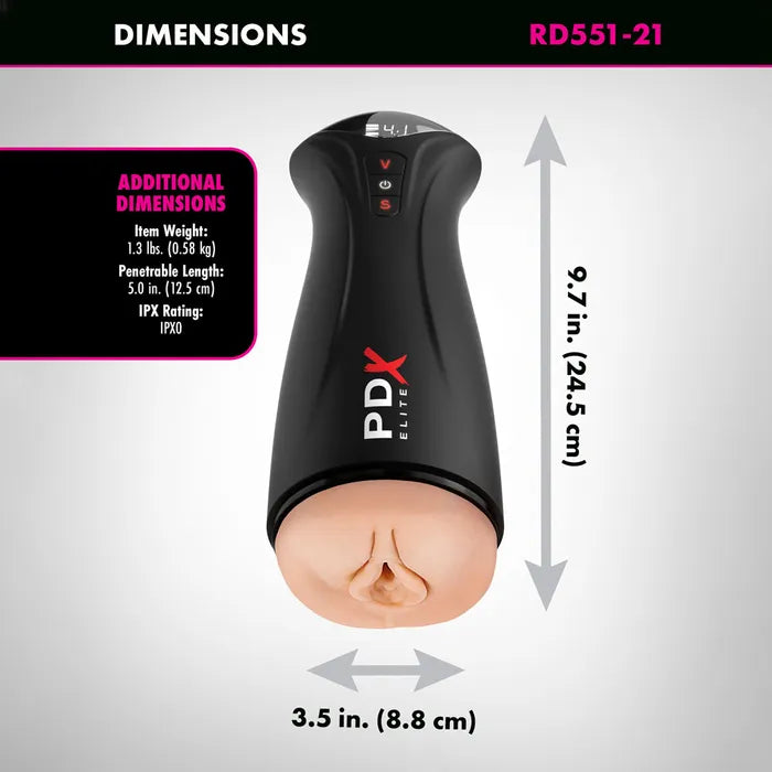 Pipedream PDX Elite Fuck Gasm USB Rechargeable Sucking & Vibrating Auto Stroker Flesh Pipedream