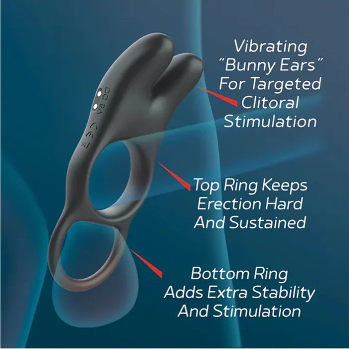 Icon Brands Red Dot Rings V1 USB Rechargeable Vibrating Cock Ring With Remote Black Icon Brands