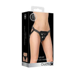 OUCH! Velvet & Velcro Adjustable Harness With O Ring Strap On Harness (No Probe Included) Black Shots Toys