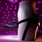 Evolved GIVING VIBES - Black 14.6 cm USB Rechargeable Vibrating Strap-On with Remote Evolved