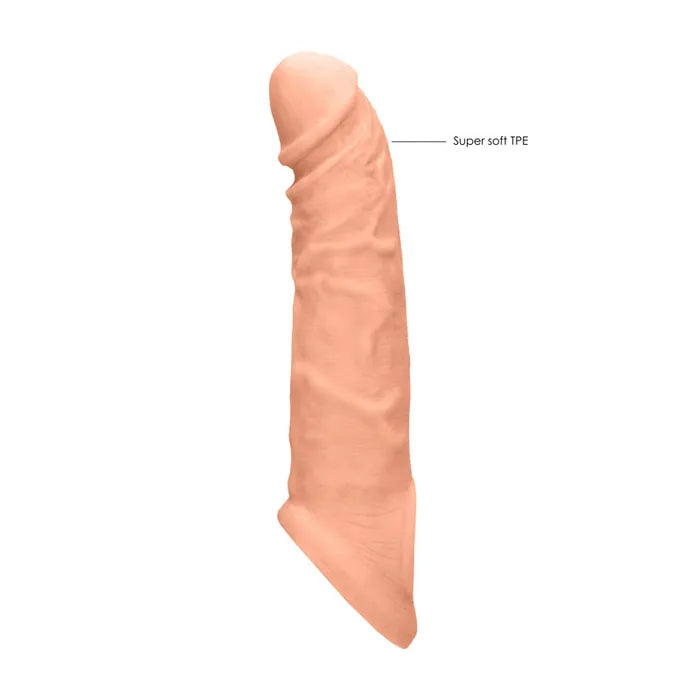 Shots Toys REALROCK Realistic Penis Extender With Rings Penis Extension Sleeve 8 Inch