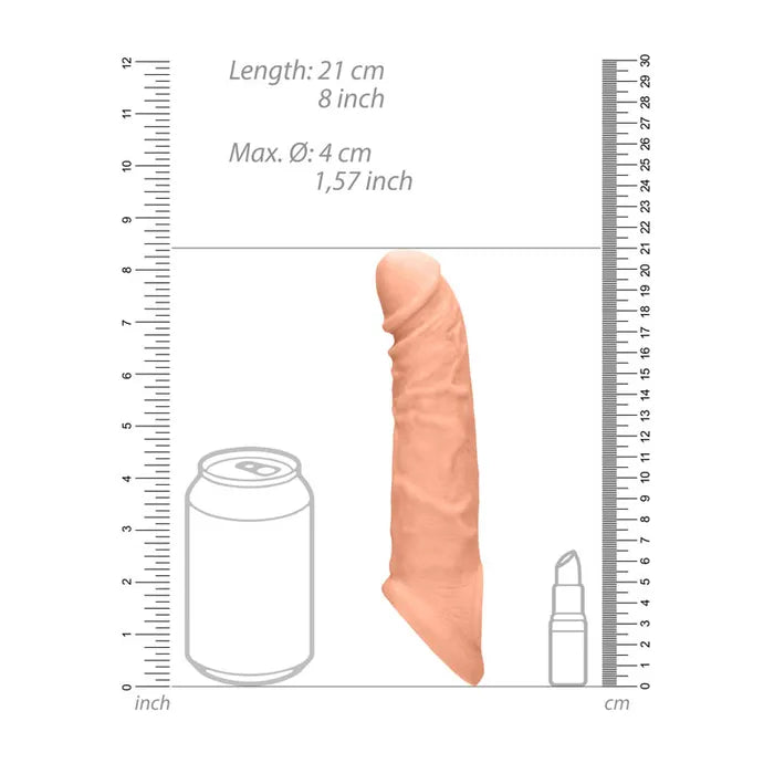 Shots Toys REALROCK Realistic Penis Extender With Rings Penis Extension Sleeve 8 Inch
