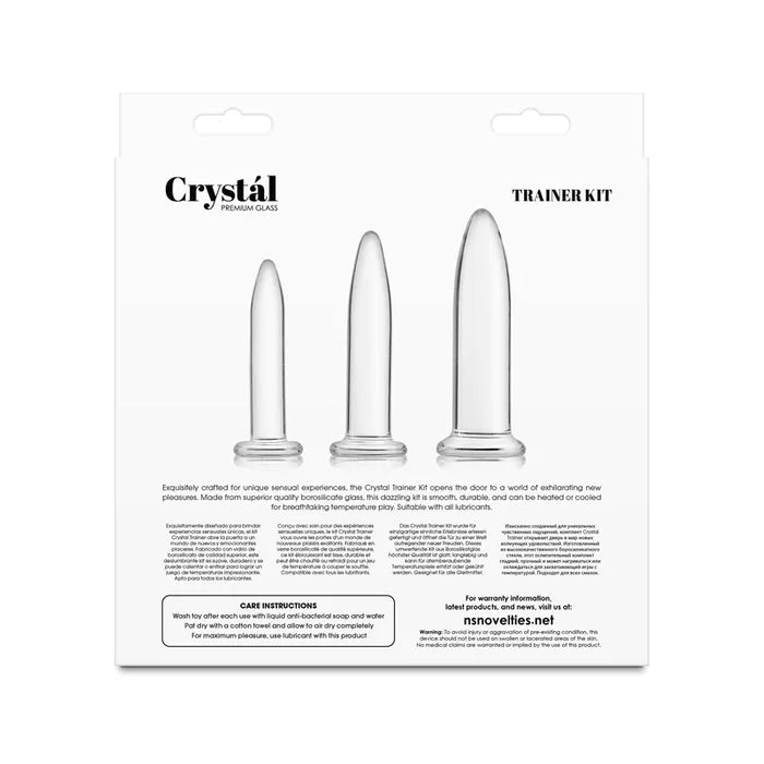 NS Novelties Crystal Trainer Kit Glass Anal Plugs Set of 3 Sizes Clear NS Novelties