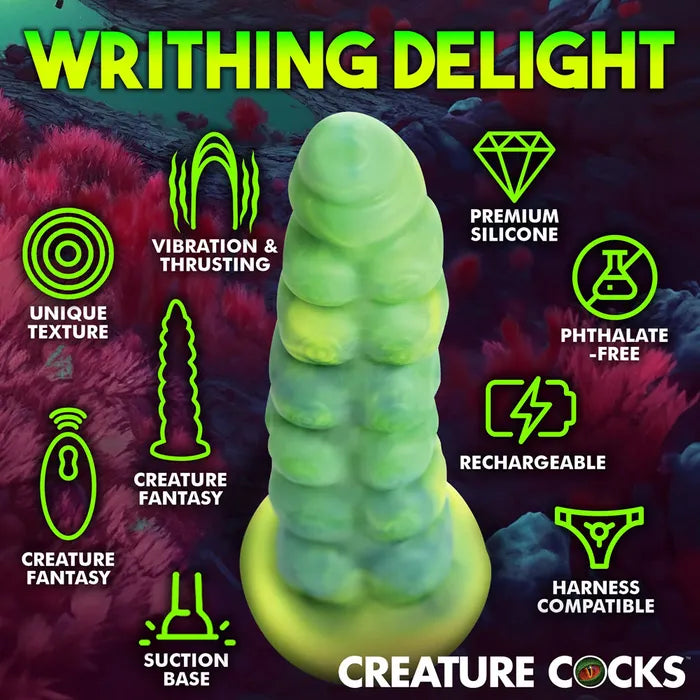 XR Brands Creature Cocks Squirmer USB Rechargeable Thrusting Fantasy Dildo 22.3cm Green XR Brands