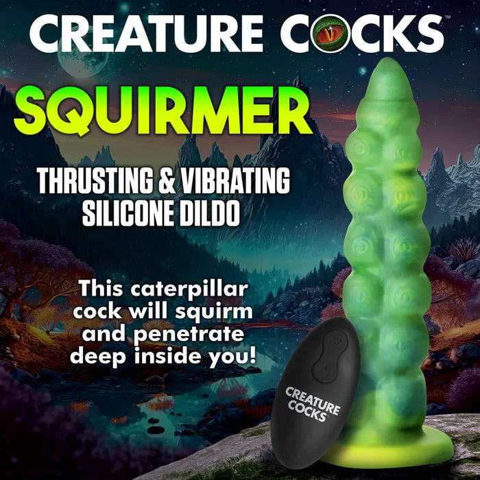 XR Brands Creature Cocks Squirmer USB Rechargeable Thrusting Fantasy Dildo 22.3cm Green XR Brands