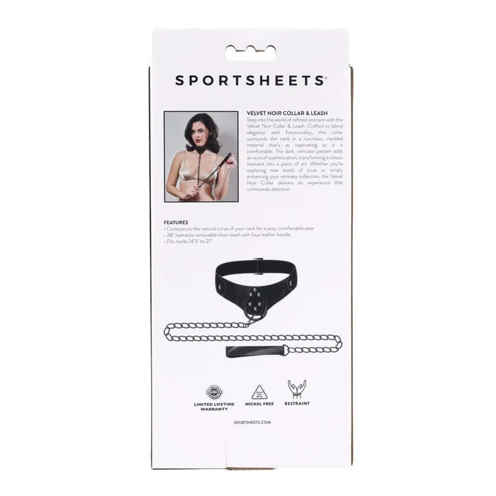 SPORTSHEETS Velvet Noir Collar & Leash Black Sportsheets