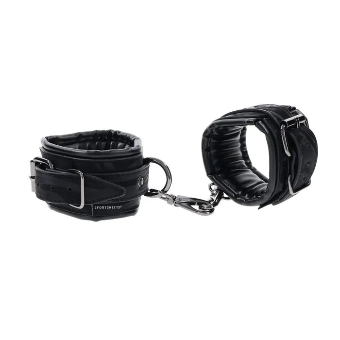 SPORTSHEETS Velvet Noir Handcuffs Adjustable Cuff Restraints Black Sportsheets
