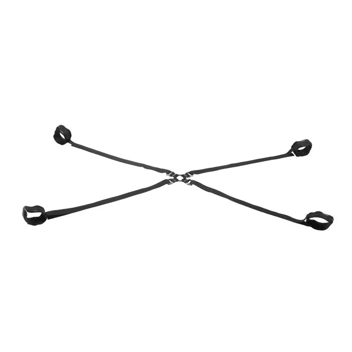 SPORTSHEETS Velvet Noir Adjustable Hog Tie & Cuff Set Black Sportsheets