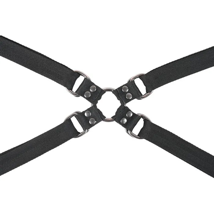 SPORTSHEETS Velvet Noir Adjustable Hog Tie & Cuff Set Black Sportsheets