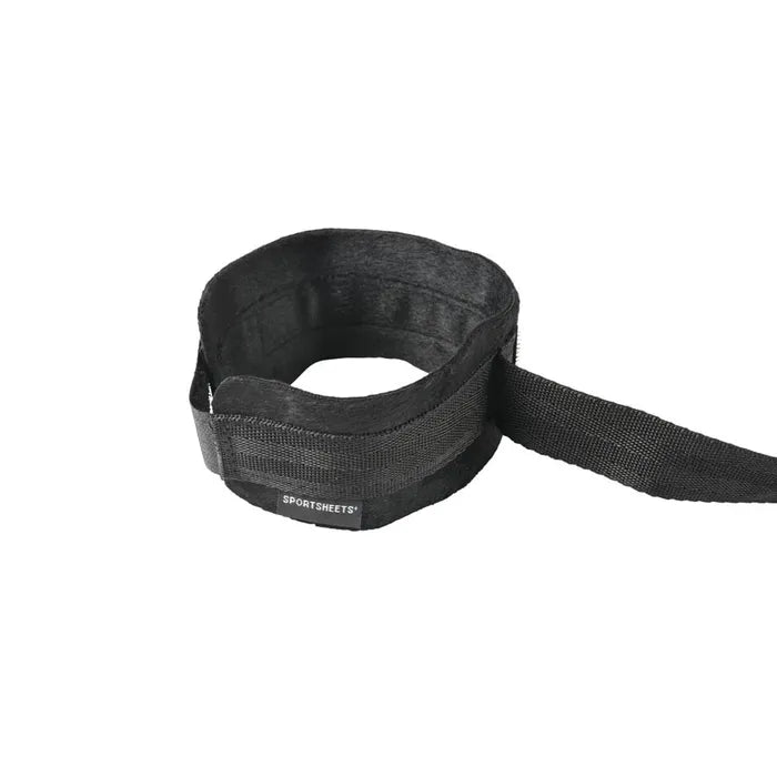 SPORTSHEETS Velvet Noir Adjustable Hog Tie & Cuff Set Black Sportsheets