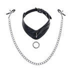 SPORTSHEETS Velvet Noir Collar & Removable Clamps Neck & Nipple Restraints Black Sportsheets