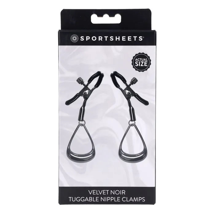 SPORTSHEETS Velvet Noir Tuggable Nipple Clamps Adjustable Nipple Restraints