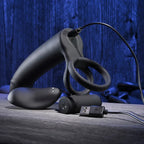 Gender X FULL SWING USB Rechargeable Vibrating Cock Ring With Double Penetrator Dildo Black Gender X