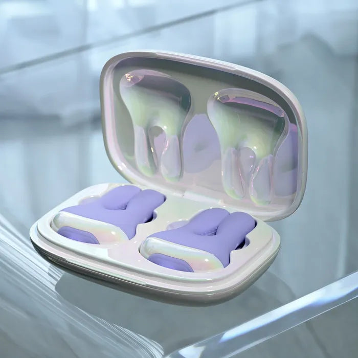 Playboy Pleasure IN A PINCH Rechargeable Vibrating Nipple Clamps With Charging Carry Case Purple Playboy Pleasure