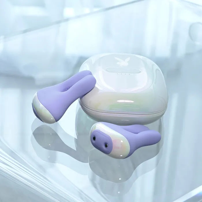 Playboy Pleasure IN A PINCH Rechargeable Vibrating Nipple Clamps With Charging Carry Case Purple Playboy Pleasure