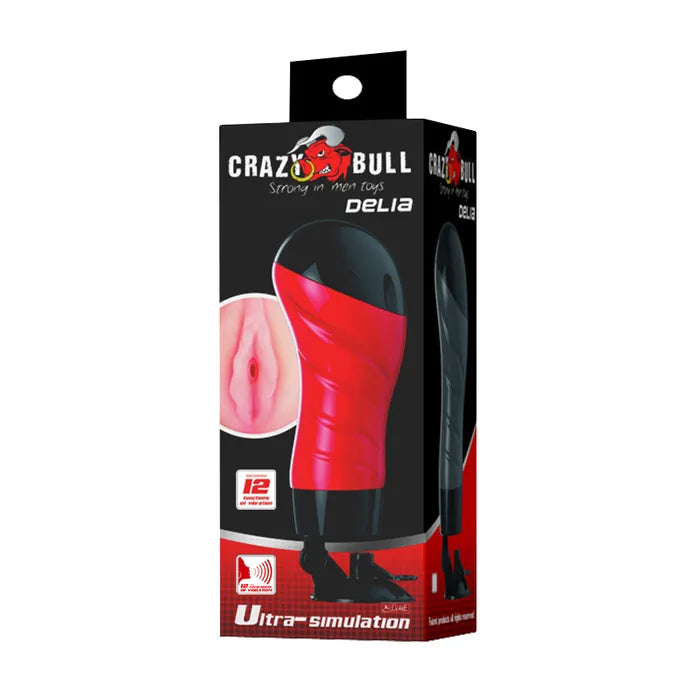 CRAZY BULL DELIA Vibrating Vagina Stroker With Suction Base Flesh Crazy Bull