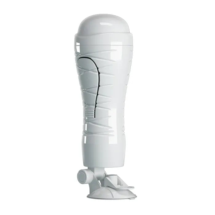 CRAZY BULL FLORA Vibrating Stroker USB Rechargeable Vibrating Squeezeable Vagina Stroker With Suction Base Flesh Crazy Bull