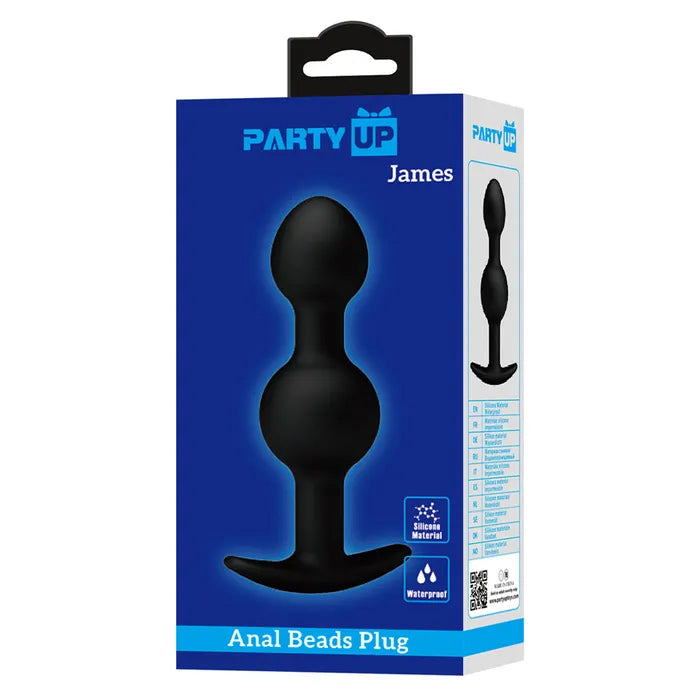 Party Up JAMES Beaded Butt Plug 10.4cm Black