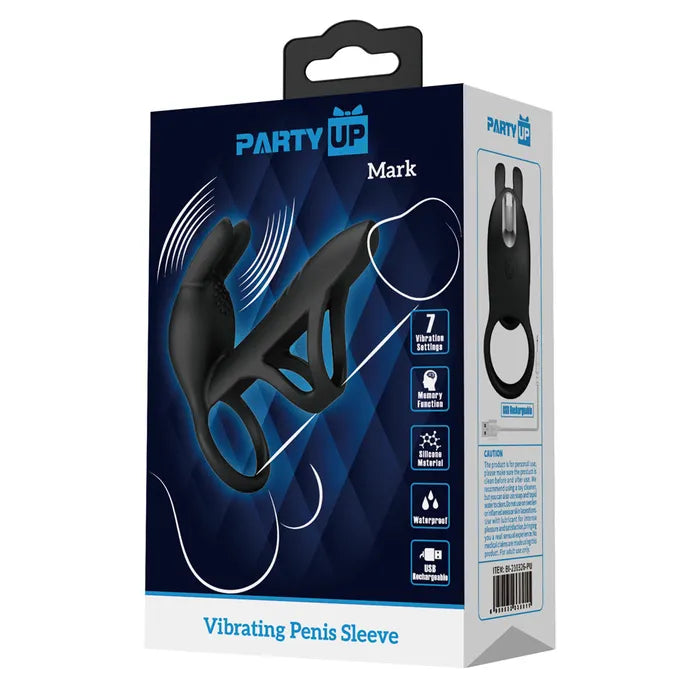 Party Up MARK USB Rechargeable Vibrating Cock Sleeve Black Party Up