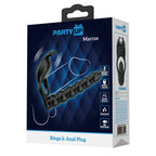 Party Up MARCUS Ring & Anal Plug USB Rechargeable Vibrating Cock Ring With Double Penetrator Black Party Up