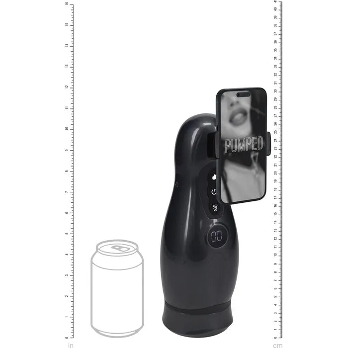 PUMPED Virtuo Gunmetal USB Rechargeable Sucking & Vibrating Auto Masturbator Shots Toys