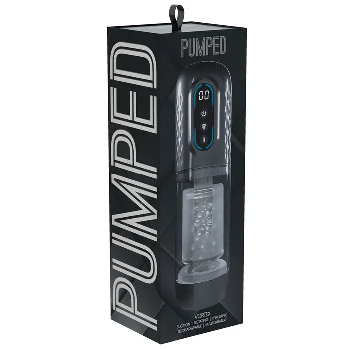 PUMPED Vortex Gunmetal USB Rechargeable Sucking Rotating & Thrusting Auto Masturbator Shots Toys