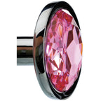 Adam & Eve Silver Medium Metal Butt Plug With Pink Gem 8.2cm