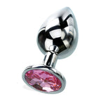 Adam & Eve Silver Medium Metal Butt Plug With Pink Gem 8.2cm