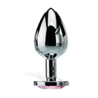 Adam & Eve Silver Medium Metal Butt Plug With Pink Gem 8.2cm