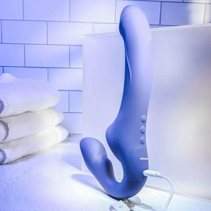 Evolved 2 BECOME 1 - Purple 23.5 cm USB Rechargeable Strapless Strap-On with Remote Evolved