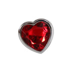 Adam & Eve Medium Metallic 8.25 cm Butt Plug with Red Heart Gem Base 8.25cm