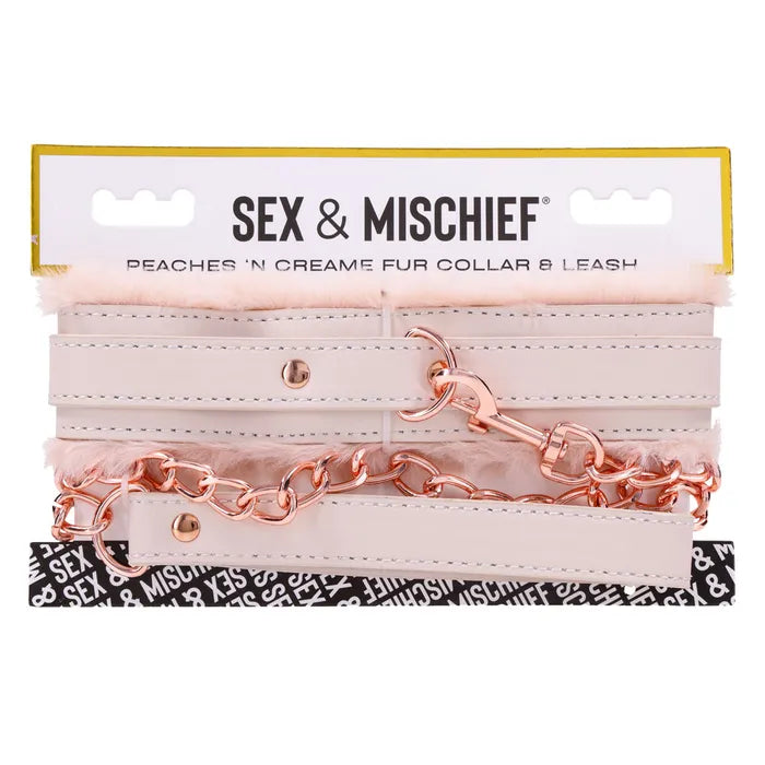 Sportsheets Sex & Mischief Peaches N CreaMe Fur Collar & Leash Restraint